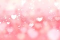 Abstract Pink background with heart shape bokeh. White pink blur lights. wallpaper Valentine day. Royalty Free Stock Photo