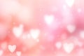 Abstract Pink background with heart shape bokeh. White pink blur lights. wallpaper Valentine day. Royalty Free Stock Photo