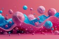 Abstract Pink and Blue Dynamic Liquid Shapes 3D Rendering for Creative Backgrounds and Wallpapers Royalty Free Stock Photo