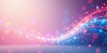 Abstract pink and blue glowing wave background with sparkling particles and bokeh lights for design projects. Generative AI Royalty Free Stock Photo