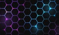 Abstract pink blue light hexagon mesh on black design modern futuristic background vector Royalty Free Stock Photo