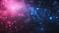 Abstract Pink Blue Network Connection Lines Dots Digital Technology Background