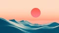 Abstract Pink And Blue Pixel Sunset Landscape Royalty Free Stock Photo