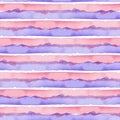 Abstract Pink Blue Stripes Watercolor Background.Line Seamless Pattern for Fabric Textile and Paper. Simple Hand Painted Royalty Free Stock Photo