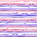 Abstract Pink Blue Stripes Watercolor Background.Line Seamless Pattern for Fabric Textile and Paper. Simple Hand Painted Royalty Free Stock Photo