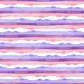 Abstract Pink Blue Stripes Watercolor Background.Line Seamless Pattern for Fabric Textile and Paper. Simple Hand Painted Royalty Free Stock Photo