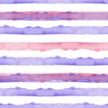 Abstract Pink Blue Stripes Watercolor Background.Line Seamless Pattern for Fabric Textile and Paper. Simple Hand Painted Royalty Free Stock Photo