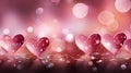 Abstract pink bokeh background with mini heart symbols and light circles for poster design Royalty Free Stock Photo