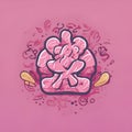 abstract pink bow ribbin doodle icon