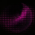 Abstract Pink Circles And Particles Form A Sphere Shape On Black Background With Subtle Grid Pattern Royalty Free Stock Photo