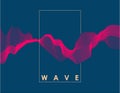 Abstract pink color wave on dark blue background with transition. Vector illustration for poster, cover, banner or