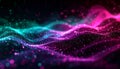 Abstract Pink and Cyan Wavy Glitter Particles with Dark Background Royalty Free Stock Photo