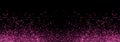 Abstract pink defocused glitter holiday panorama background on black. Falling shiny sparkles. New year Christmas glowing backdrop.