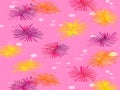 Abstract Pink Fireworks Pattern Background With Colorful Burst Royalty Free Stock Photo