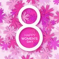 Abstract Pink Floral Greeting card - International Happy Women's Day - 8 March holiday background