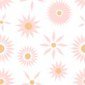 Abstract pink flowers motif seamless pattern, vector graphics cute florals repeat paper Royalty Free Stock Photo