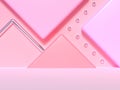 Abstract pink geometric shape wall blank floor colorful scene 3d render