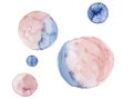 Abstract pink and indigo blue watercolor paint on white paper background Royalty Free Stock Photo