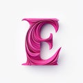 Abstract Pink Letter E: Fluid Lines, Colorful Woodcarvings, Hyper-realistic Details