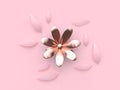 abstract pink metallic-rose gold flower minimal pink background 3d render