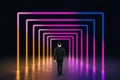 Abstract pink neon corridor Royalty Free Stock Photo