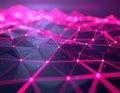 Abstract Pink Network Grid With Glowing Dots And Bokeh Lights Futuristic Digital Background Royalty Free Stock Photo