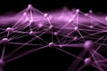 Abstract pink network of interconnected points on a black background. Royalty Free Stock Photo