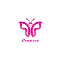 Abstract Pink Outline Butterfly logo design template. Animal Logo Concept Isolated on white background. Royalty Free Stock Photo