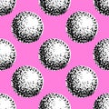 Abstract pink pattern with hand drawn spheres