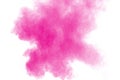 Abstract pink powder explosion on white background. Freeze motion of pink dust splattered Royalty Free Stock Photo