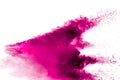 Abstract pink powder explosion on white background. Freeze motion of pink powder splash Royalty Free Stock Photo