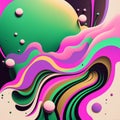 Abstract pink. purple and green contemporary modern watercolor art