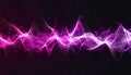Abstract Pink Purple Sound Wave Pattern Created With Tiny Particles Flowing On Black Background Royalty Free Stock Photo