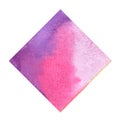 Abstract pink and purple square watercolor hand painting banner.