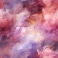 Abstract pink and purple watercolor cloud painting as wallpaper (tiled)