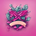 abstract pink ribbin bouquet logo
