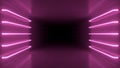 Abstract pink room interior with pink glowing neon lamps, fluorescent lamps. Futuristic architecture background. Box with concrete Royalty Free Stock Photo