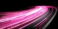Abstract Pink Technology Banner with Binary Code and Speed Lines on Black Background. Royalty Free Stock Photo