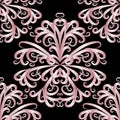 Abstract pink vintage floral seamless pattern. Vector flourish b Royalty Free Stock Photo