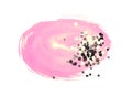 Abstract pink watercolor splash and black and white glitter confetti on white background Royalty Free Stock Photo