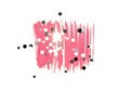 Abstract pink watercolor splash and black and white glitter confetti on white background Royalty Free Stock Photo