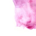Abstract pink watercolor spot on white background, hand drawn illustration