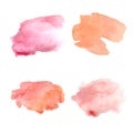 Abstract pink watercolor spots set