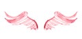 Abstract pink watercolor wings in vintage nostalgic colors