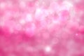 Abstract pink white light background texture with glowing circular bokeh lights and stars. Beautiful colorful spring or summer Royalty Free Stock Photo