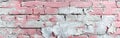 Abstract Pink & White Painted Brick Wall Texture - Rustic Stonework Masonry Pattern for Background, Banner & Wallpaper Royalty Free Stock Photo