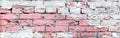 Abstract Pink & White Painted Brick Wall Texture - Rustic Stonework Masonry Pattern for Background, Banner & Wallpaper Royalty Free Stock Photo