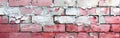 Abstract Pink & White Painted Brick Wall Texture - Rustic Stonework Masonry Pattern for Background, Banner & Wallpaper Royalty Free Stock Photo