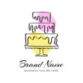 Abstract Pink and Yellow Cake Outline Logo Design