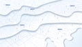 Abstract pins, icons on the city map. Transportation delivery, map location. Background road map with distance data